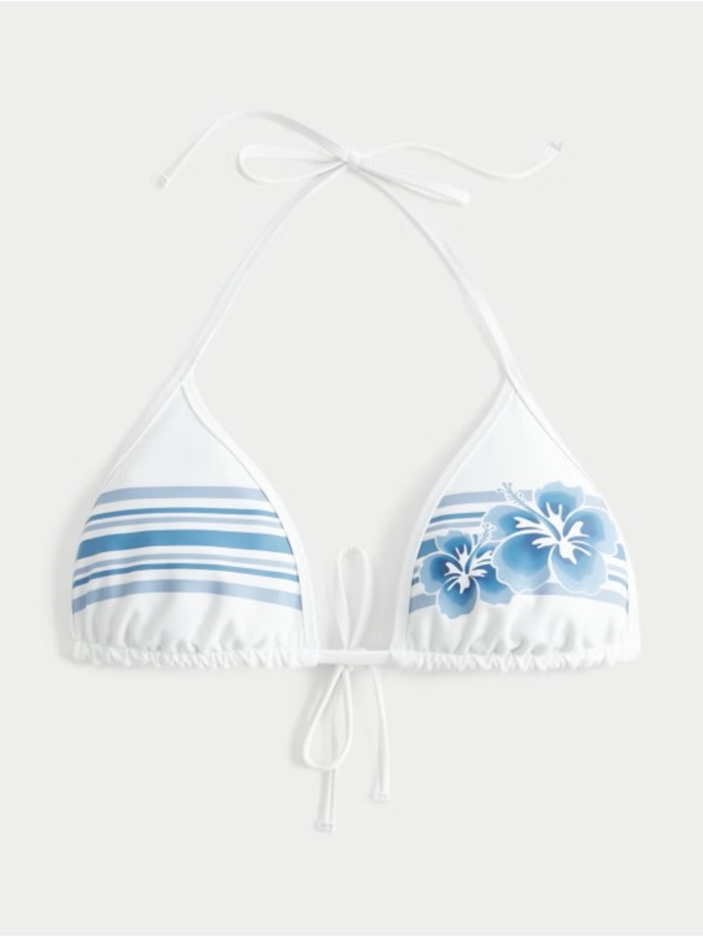 Hollister Reversible Triangle Bikini Top with Blue Floral & Stripe Print